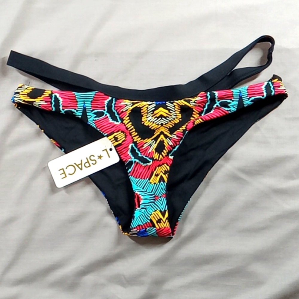 L Space Bikini Bottom Women Teens MEDIUM Cruisewear Resort New Beach Multicolor